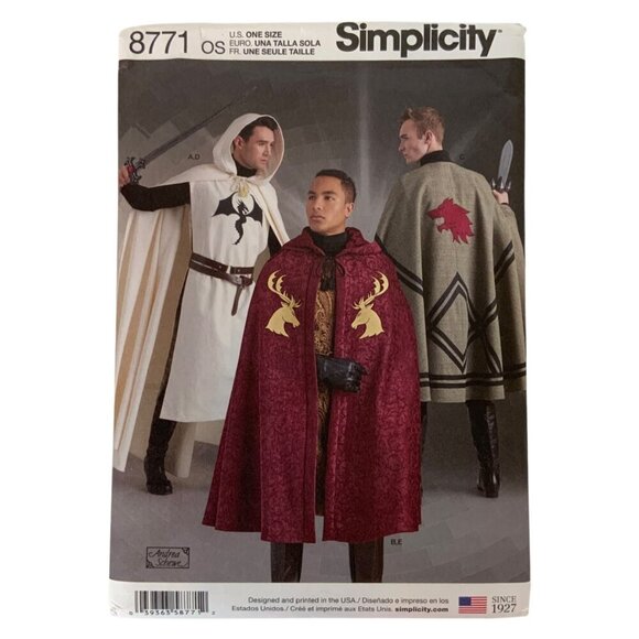 Simplicity 8771 Medieval Capes & Tabards Unisex Costume Sewing Pattern One Size - Picture 1 of 3
